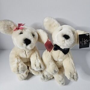 "Lily" & "Spike" Stuffed Dogs Victoria's Secret Lmtd Edition 2002 Bows Embroider